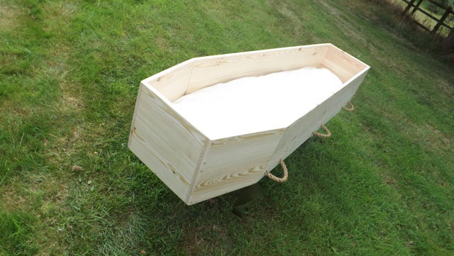 Standard eco-Traditional Toe-Pinch Coffin open